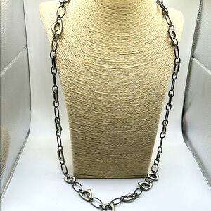 Lia Sophia geometric necklace black chain cream enamel modern office evening